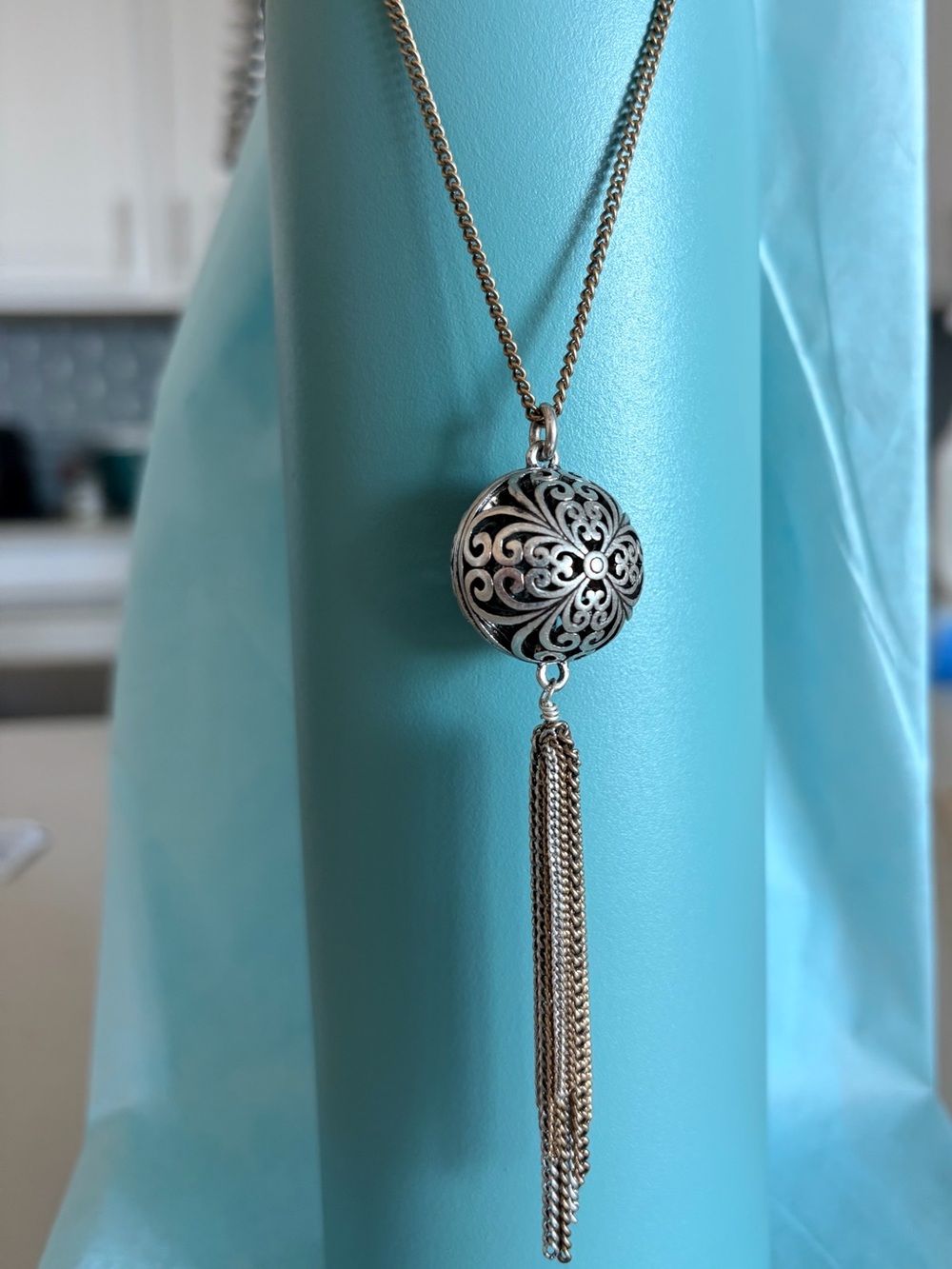 Lucky Brand Filigree Orb Tassel Pendant Necklace